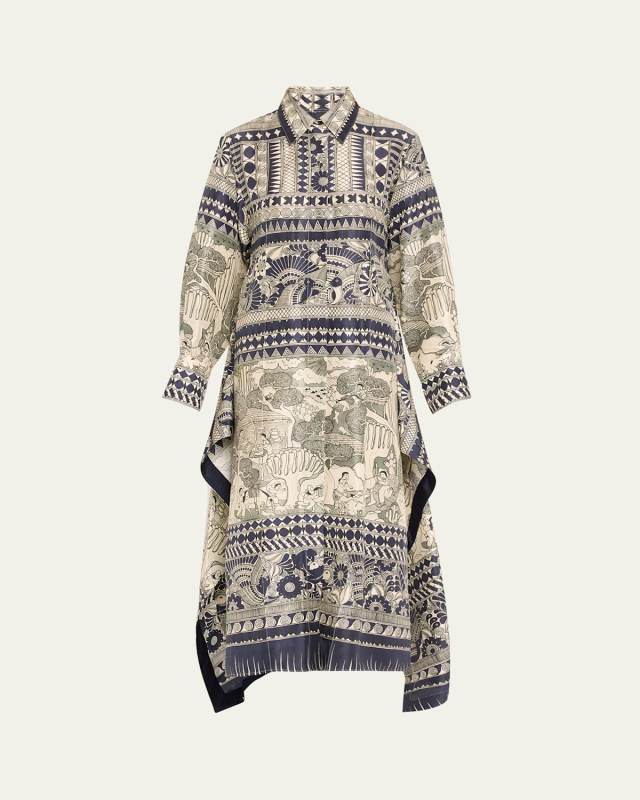Camille RCC-Print Long-Sleeve Maxi Shirtdress
